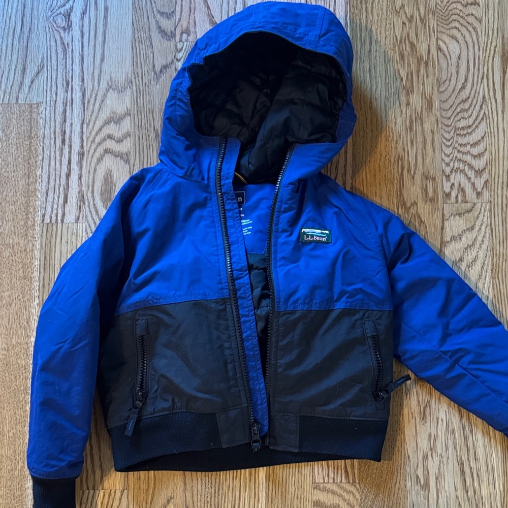 LL Bean kids Blue and Black Hooded Jacket